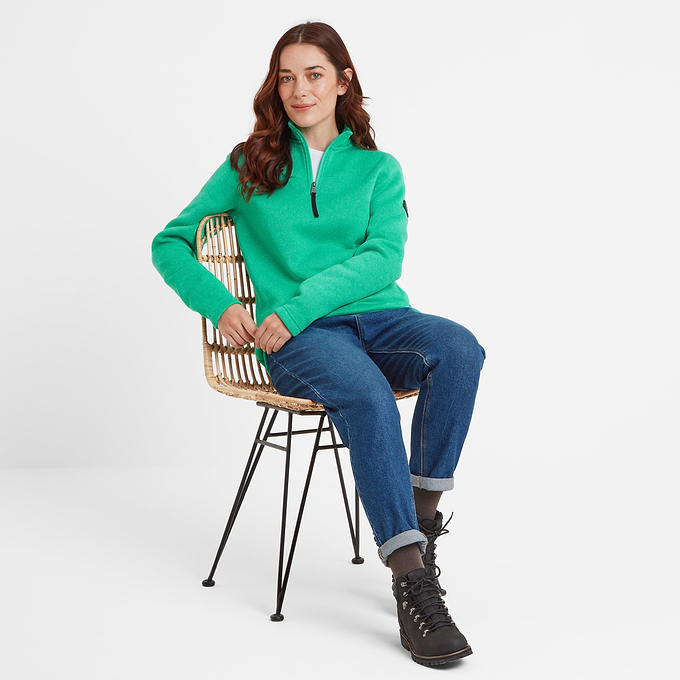 Pearson Womens Knitlook Fleece Zipneck - Jade Marl