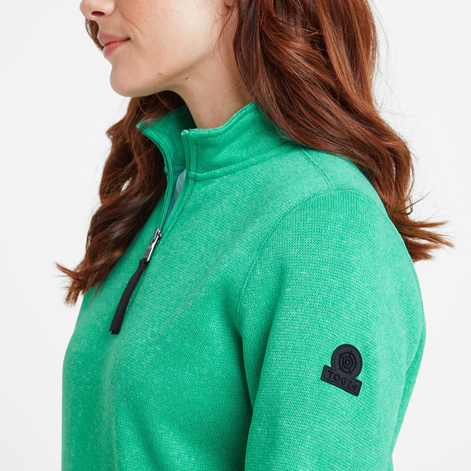 Pearson Womens Knitlook Fleece Zipneck - Jade Marl