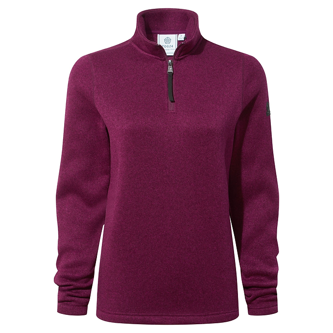 Pearson Womens Knitlook Fleece Zipneck - Purple Berry Marl