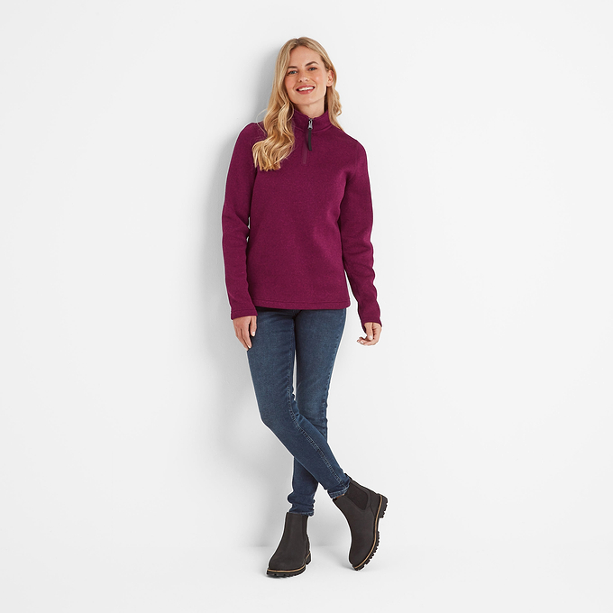 Pearson Womens Knitlook Fleece Zipneck - Purple Berry Marl