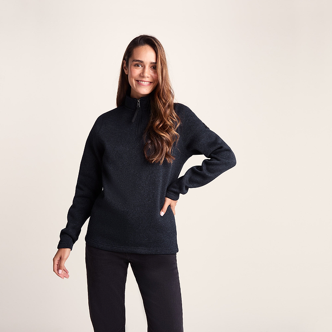 Pearson Womens Knitlook Fleece Zipneck - Dark Indigo Marl