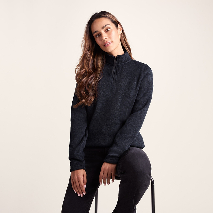 Pearson Womens Knitlook Fleece Zipneck - Dark Indigo Marl