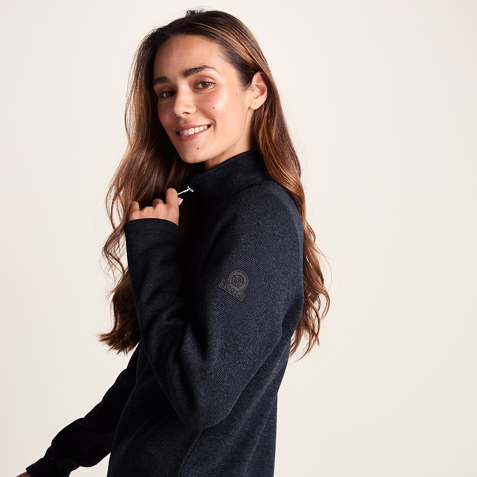 Pearson Womens Knitlook Fleece Zipneck - Dark Indigo Marl