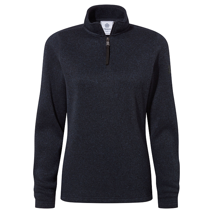 Pearson Womens Knitlook Fleece Zipneck - Dark Indigo Marl