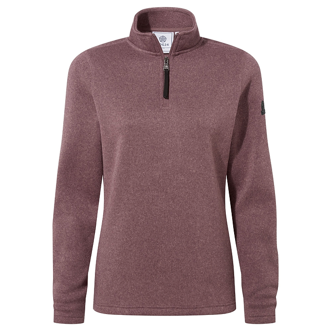 Pearson Womens Knitlook Fleece Zipneck - Mauve Marl