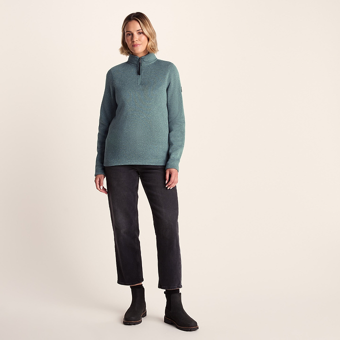 Pearson Womens Knitlook Fleece Zipneck - Mist Grey Marl