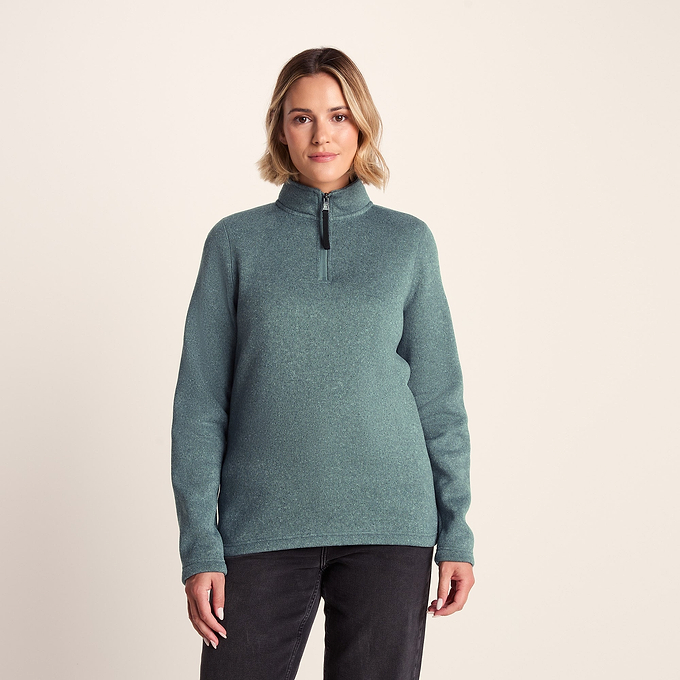 Pearson Womens Knitlook Fleece Zipneck - Mist Grey Marl