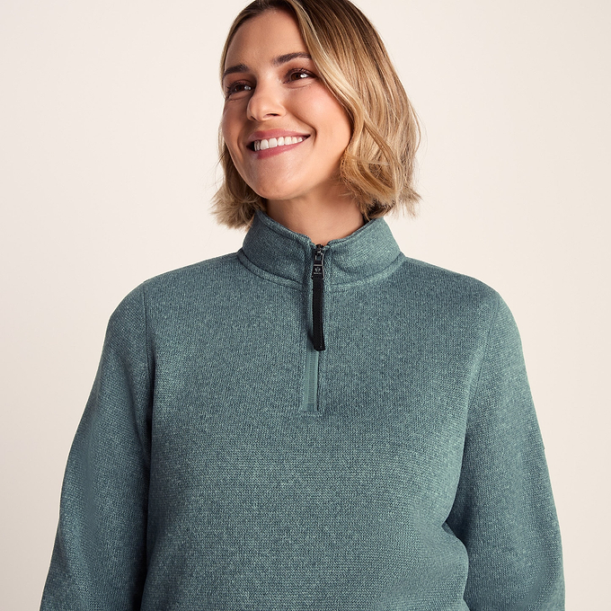 Pearson Womens Knitlook Fleece Zipneck - Mist Grey Marl