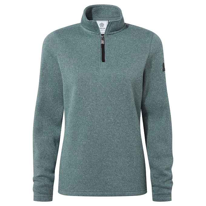 Pearson Womens Knitlook Fleece Zipneck - Mist Grey Marl