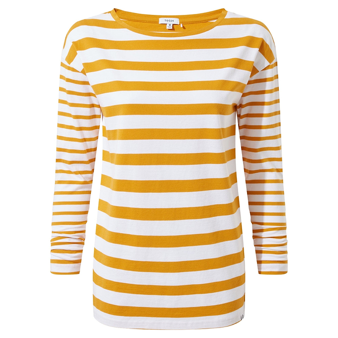Pippa Womens Long Sleeve T-Shirt - Golden Yellow/Optic White