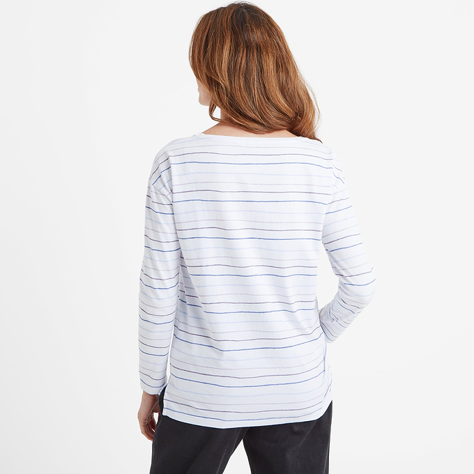 Pippa Womens Long Sleeve T-Shirt - Optic White/Frost Blue