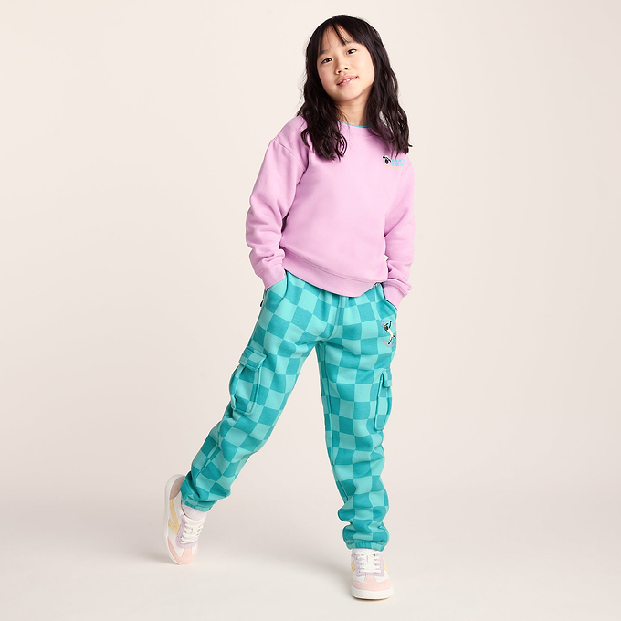 Polypay Kids Shaun the Sheep Sweat Pant - Spearmint/Bubblegum Checkerboard