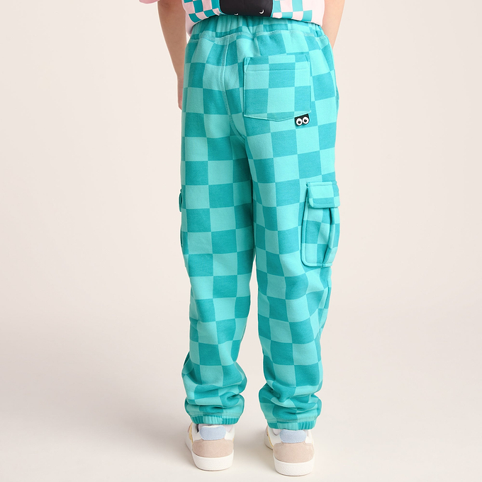 Polypay Kids Shaun the Sheep Sweat Pant - Spearmint/Bubblegum Checkerboard