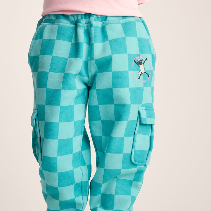 Polypay Kids Shaun the Sheep Sweat Pant - Spearmint/Bubblegum Checkerboard