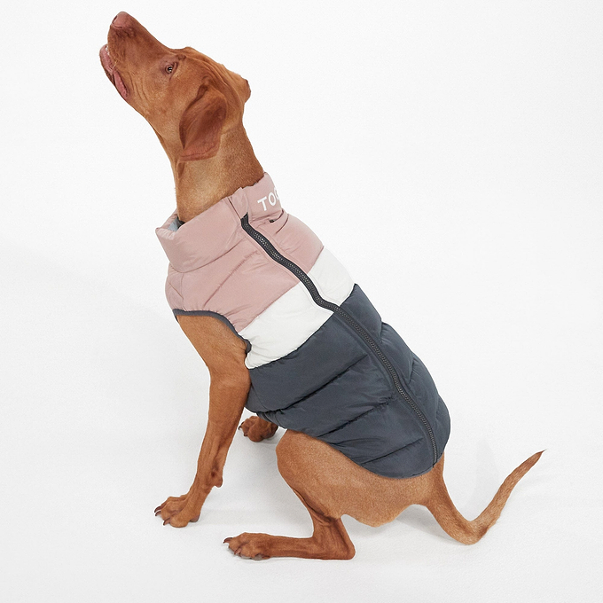 Pooch Padded Dog Coat XL - Faded Pink/Ice Grey/Washed Blue