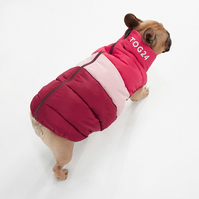 Pooch Padded Dog Coat L - Raspberry Col Block