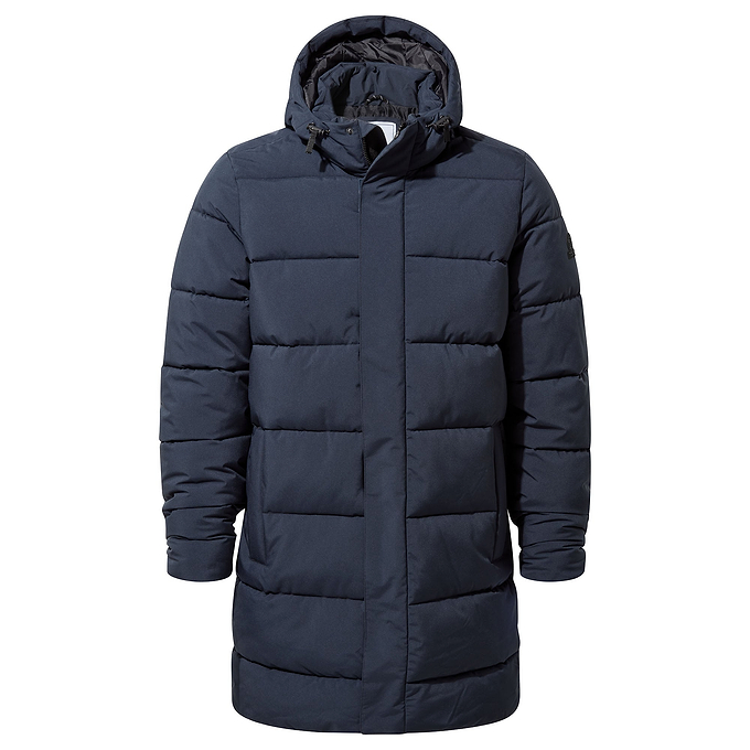 Preece Mens Padded Long Jacket - Dark Indigo