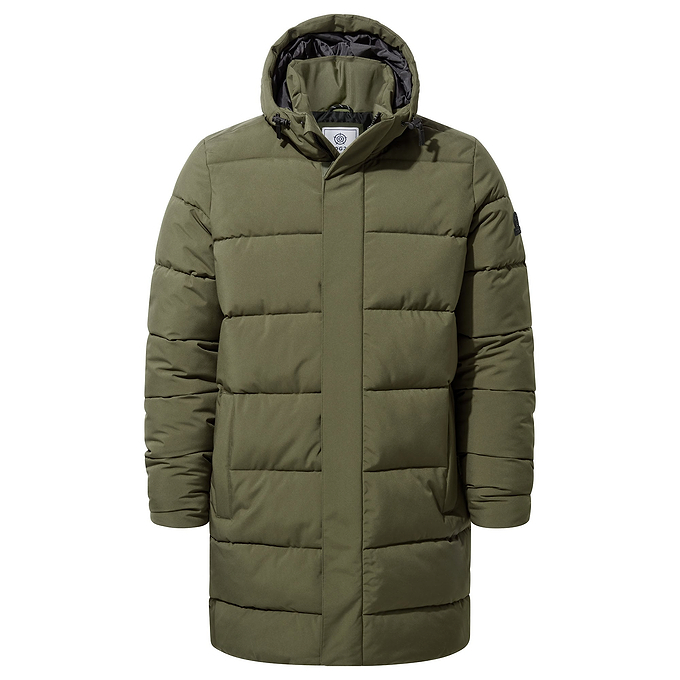 Preece Mens Padded Long Jacket - Khaki