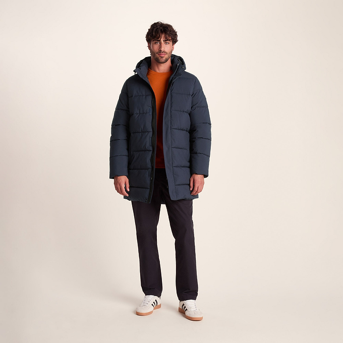 Preece Mens Padded Long Jacket - Dark Indigo