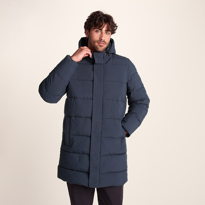 Preece Mens Padded Long Jacket - Dark Indigo