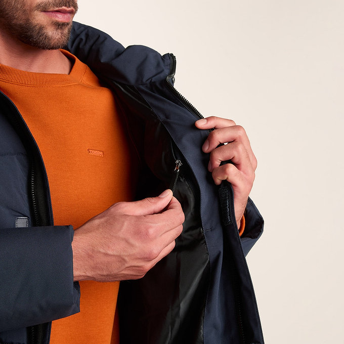 Preece Mens Padded Long Jacket - Dark Indigo
