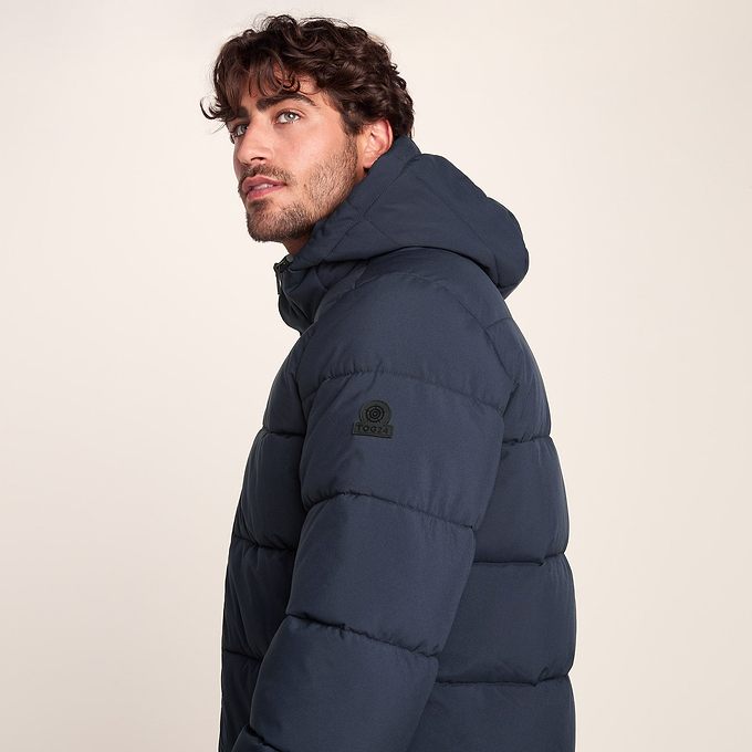 Preece Mens Padded Long Jacket - Dark Indigo