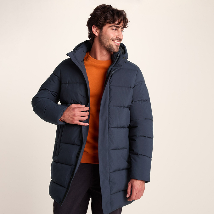 Preece Mens Padded Long Jacket - Dark Indigo