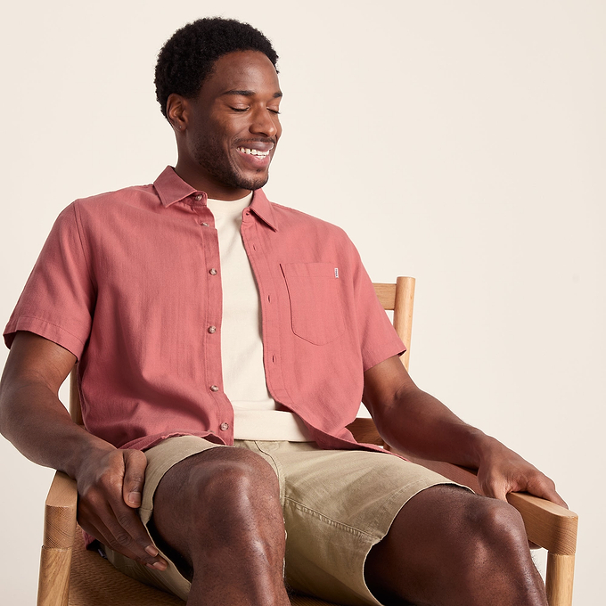 Preston Mens 100% Cotton Supersoft Short Sleeve Shirt - Redwood