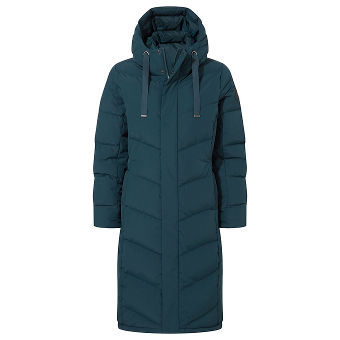 Raleigh Luxe Long Womens RDS Down Jacket - Petrol Green