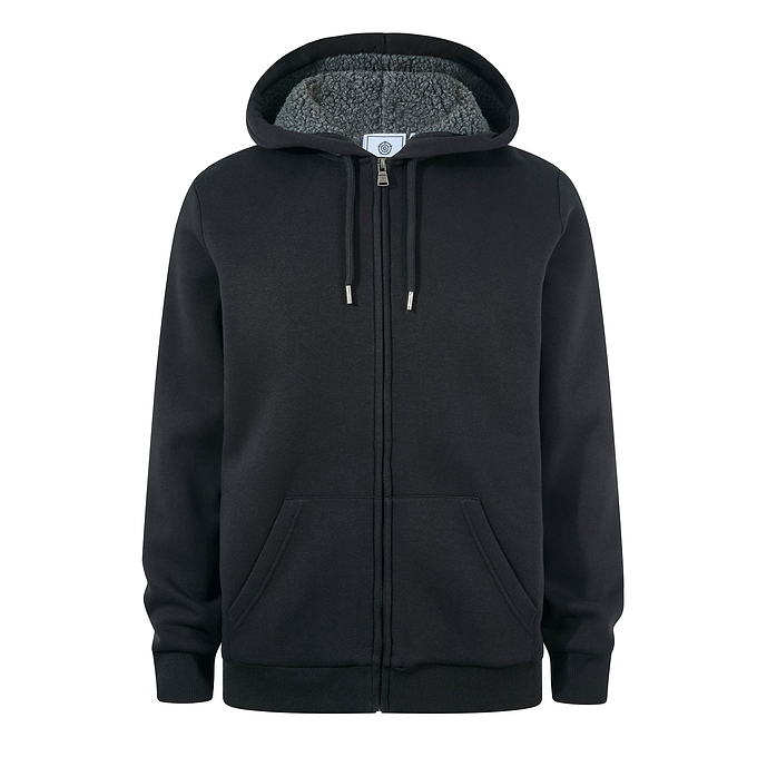 Ramsey Mens Supersoft Sherpa Lined Zip Hoodie - Black