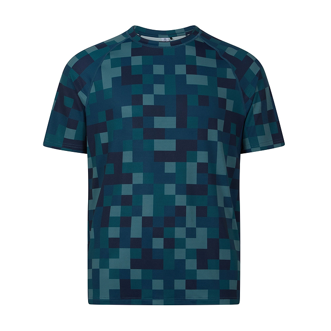 Rayan Mens Performance T-Shirt - Inky Blue Pixel Print