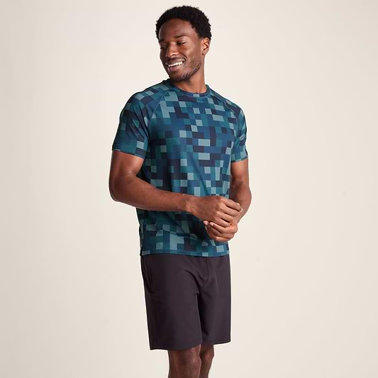 Rayan Mens Performance T-Shirt - Inky Blue Pixel Print