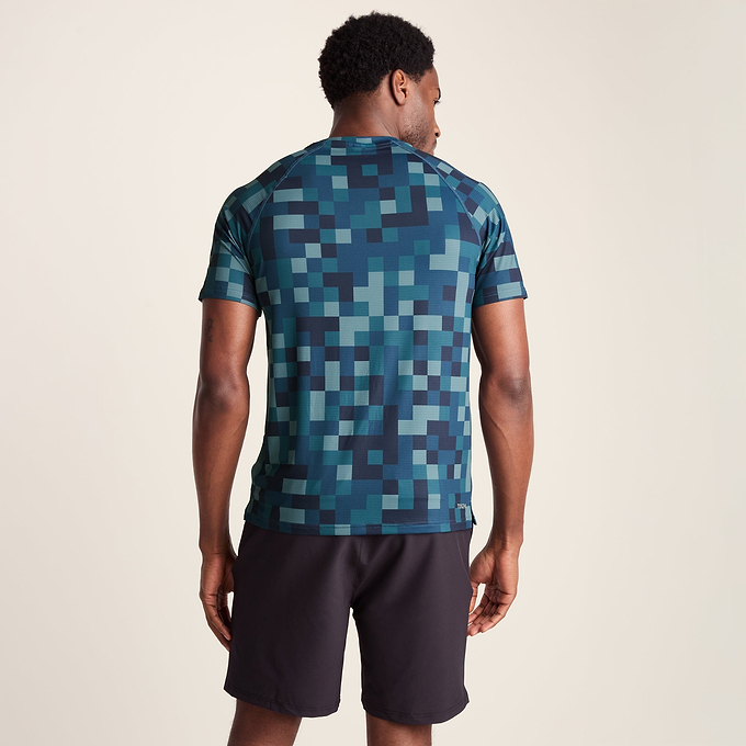 Rayan Mens Performance T-Shirt - Inky Blue Pixel Print