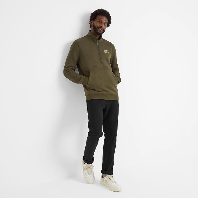 Renard Mens Zip Neck - Khaki