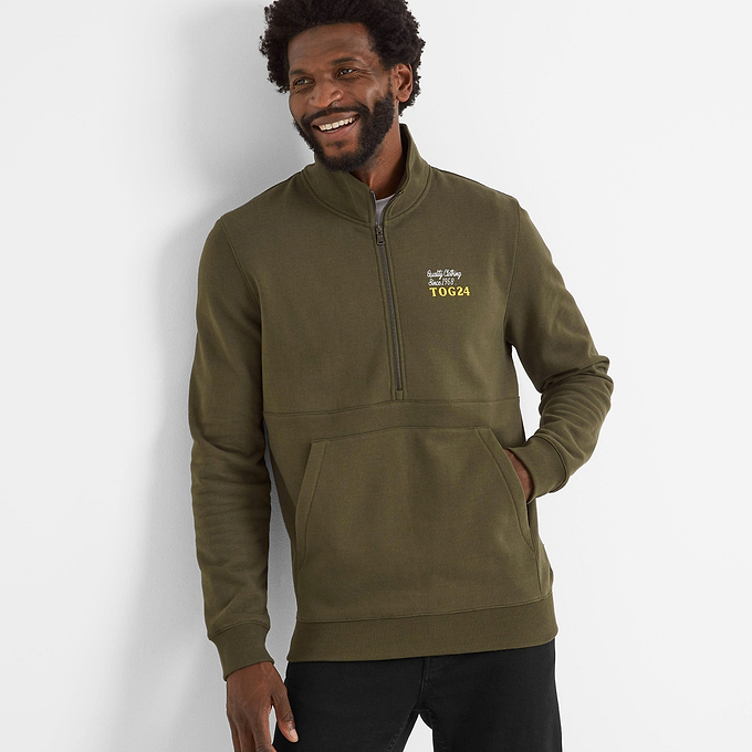 Renard Mens Zip Neck - Khaki