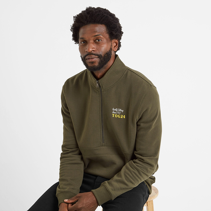 Renard Mens Zip Neck - Khaki