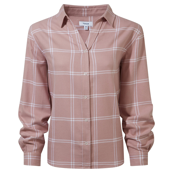 Rianne Womens Flannel Check Blouse - Faded Pink Check
