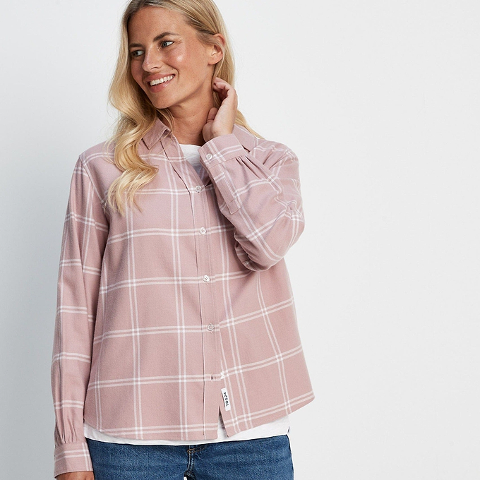 Rianne Womens Flannel Check Blouse - Faded Pink Check