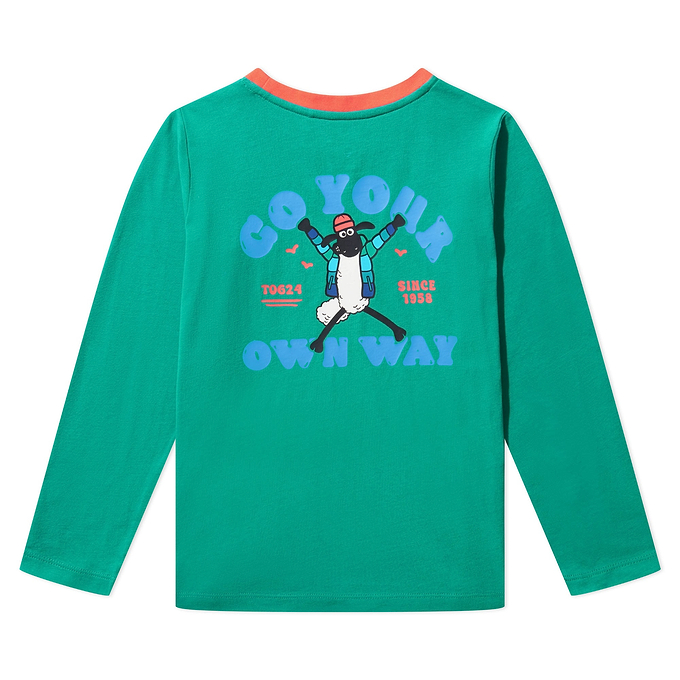 Ryeland Kids Shaun the Sheep T-Shirt LS - Jungle Green