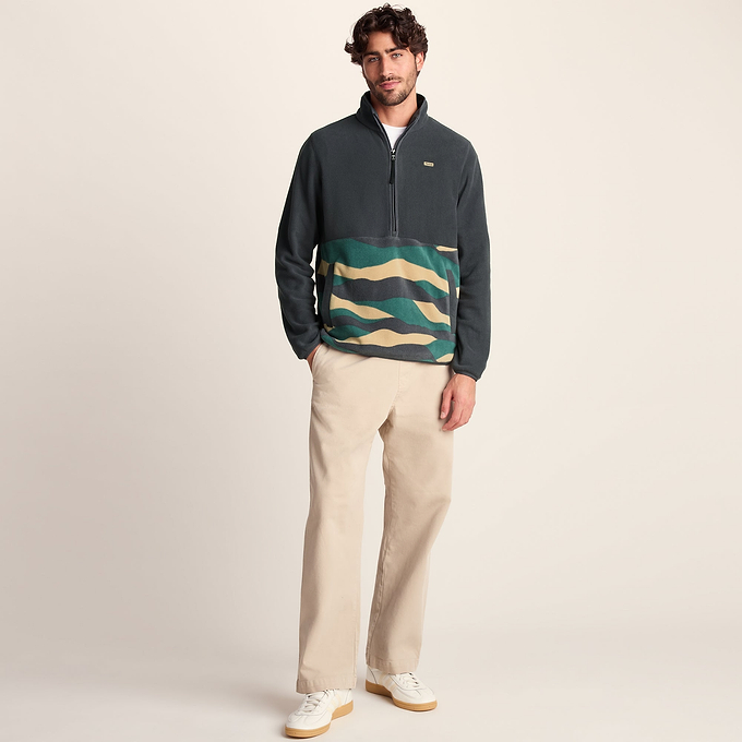 Ryle Mens Relaxed Fit Microfleece Zip Neck - Deep Slate