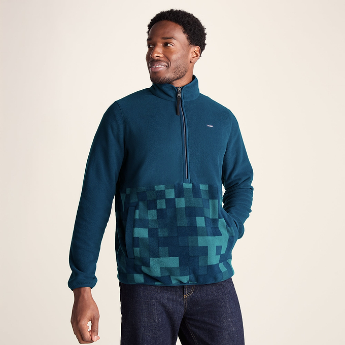 Ryle Mens Relaxed Fit Microfleece Zip Neck - Inky Blue