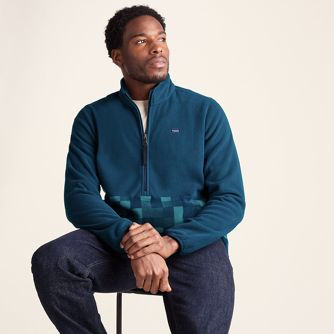 Ryle Mens Relaxed Fit Microfleece Zip Neck - Inky Blue