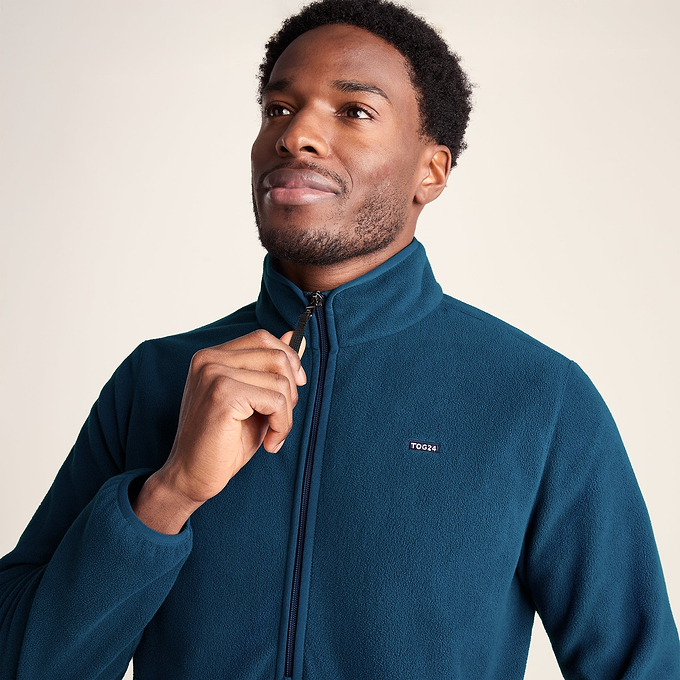 Ryle Mens Relaxed Fit Microfleece Zip Neck - Inky Blue