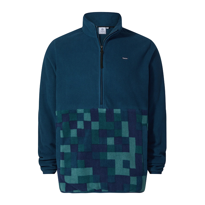 Ryle Mens Relaxed Fit Microfleece Zip Neck - Inky Blue