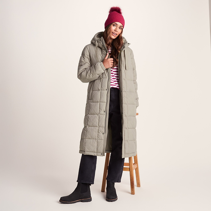 Saga Womens Heavy Padded Long Jacket - Dark Taupe