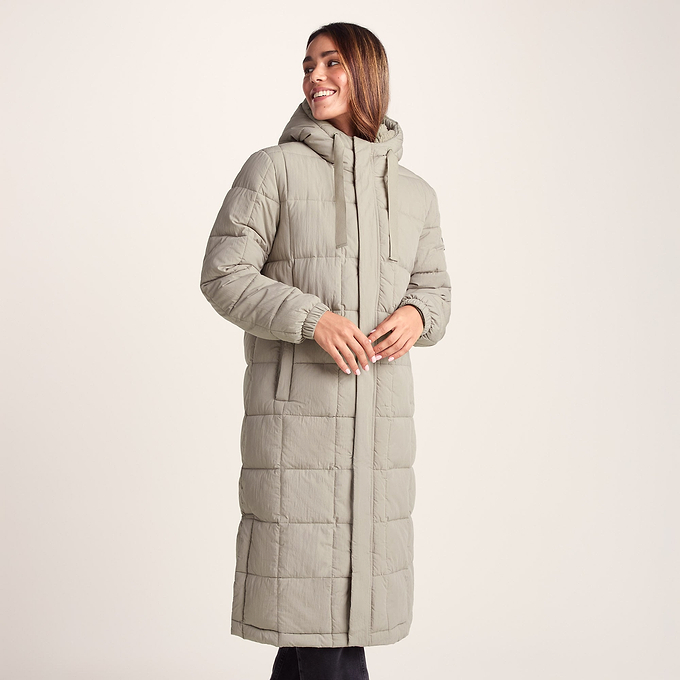 Saga Womens Heavy Padded Long Jacket - Dark Taupe