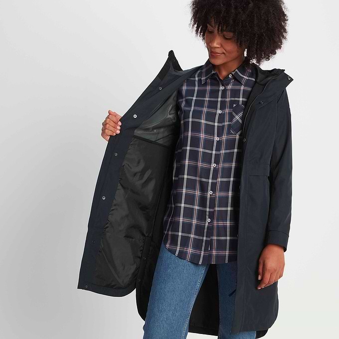 Saunter Womens Long Waterproof Jacket - Black