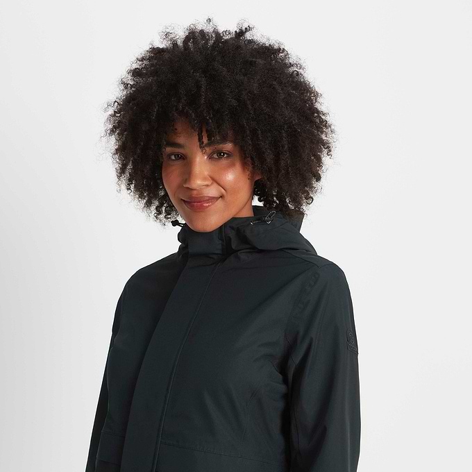Saunter Womens Long Waterproof Jacket - Black