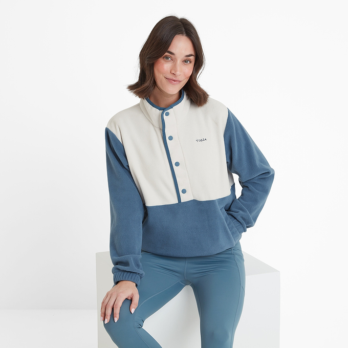 Sawford Womens Half Neck Fleece - Vanilla/Blue Dolphin
