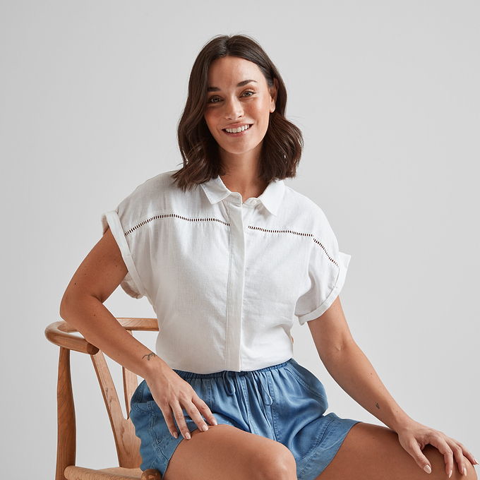 Serena Womens Shirt Short Sleeve - Optic White